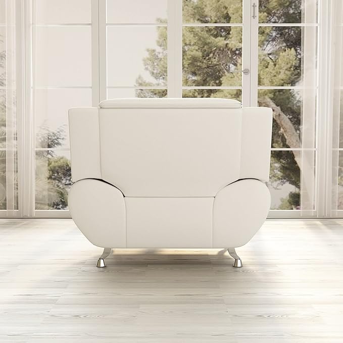 Container Furniture Direct Michael Modern Faux Leather Upholstered Stainless - Image 8