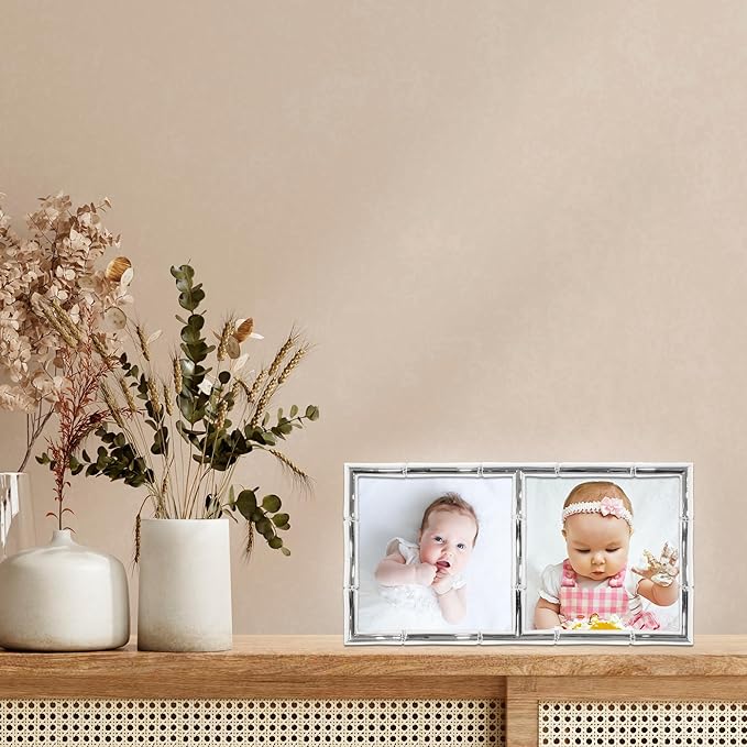 Lawrence Frames 4x4 Double Silver Metal Picture Frame - Image 3