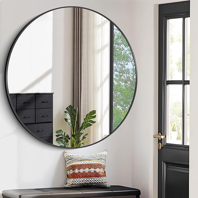 Black Round Mirror, Living Room - Image 4