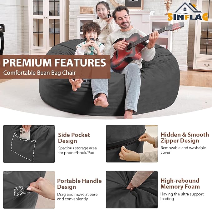 4FT Bean Bag Chair, Large Bean Bag Chairs - Image 5