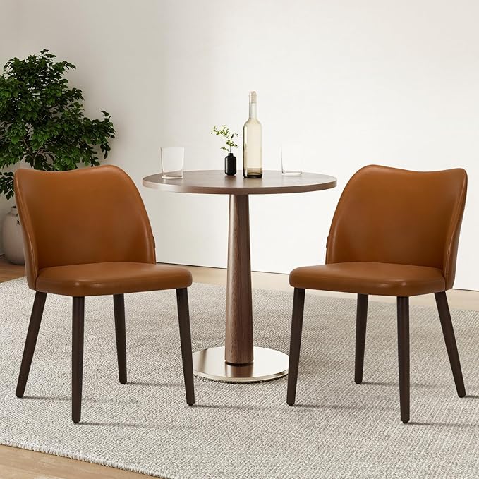 COLAMY Upholstered Dining Chairs Set of 2, PU Leather Dining Room Kitchen Side by COLAMYINC