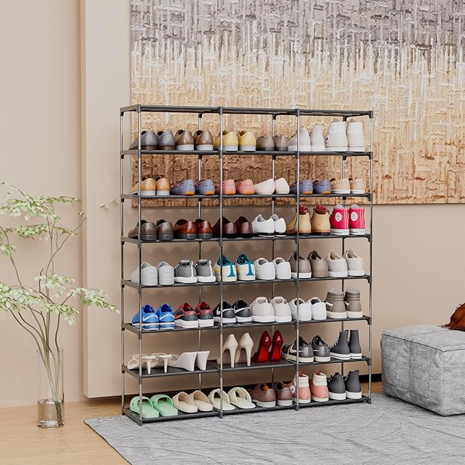 Large Shoe Rack 3 Row 8 Tier 40-60 Pairs Shoes Boots - Image 5