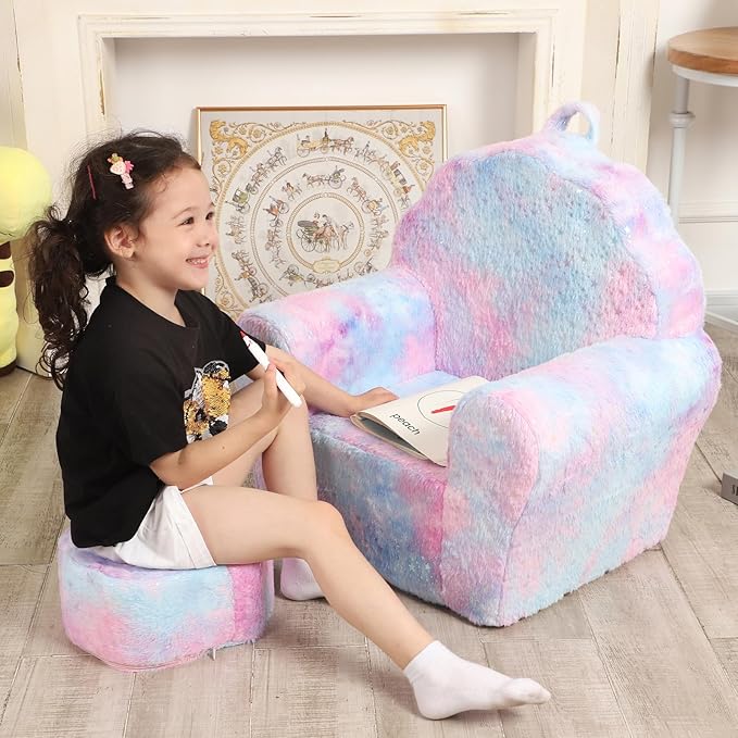 Kids Sofa with Ottoman, Shell-Like Sofa - Image 3