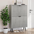 Smuxee Shoe Cabinet with 2 Flip Drawers, 23.6" Grey Hidden Shoe Storage Cabinet by Smuxee