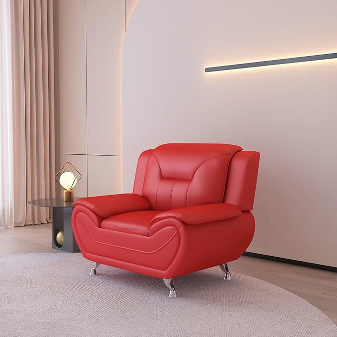 Container Furniture Direct Michael Modern Faux Leather Upholstered Stainless - Image 20