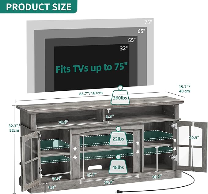 YITAHOME LED Farmhouse TV Stand - Image 2