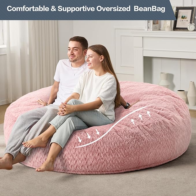 Hobestluk 6ft Bean Bag Chairs for Adults Large Beanbag Chair - Image 3