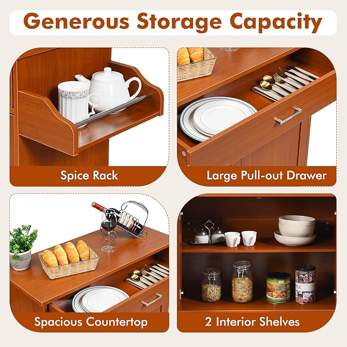 COSTWAY Kitchen Island Cart, Rolling Storage Trolley Cart - Image 4