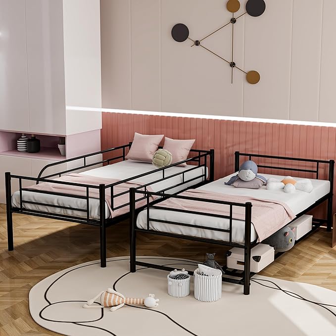Twin Over Twin Metal Bunk Bed - Image 4