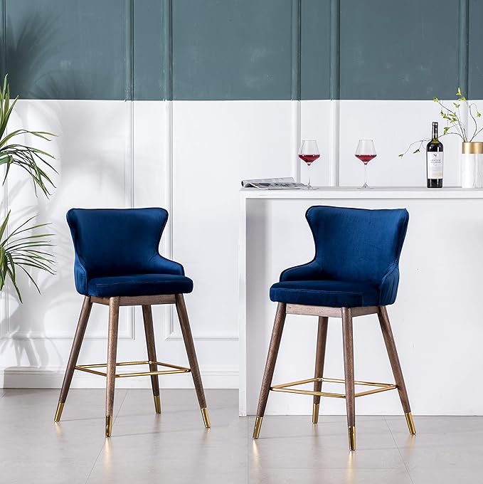 Roundhill Furniture Leland Fabric Upholstered Counter Height Wingback Stools by RoundhillFurniture