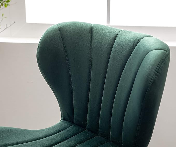 Roundhill Furniture Ellston Velvet Adjustable Swivel Barstools in Green - Image 8
