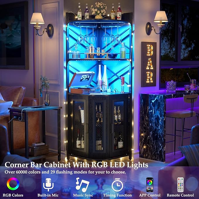 Aheaplus Corner Bar Cabinet - Image 3