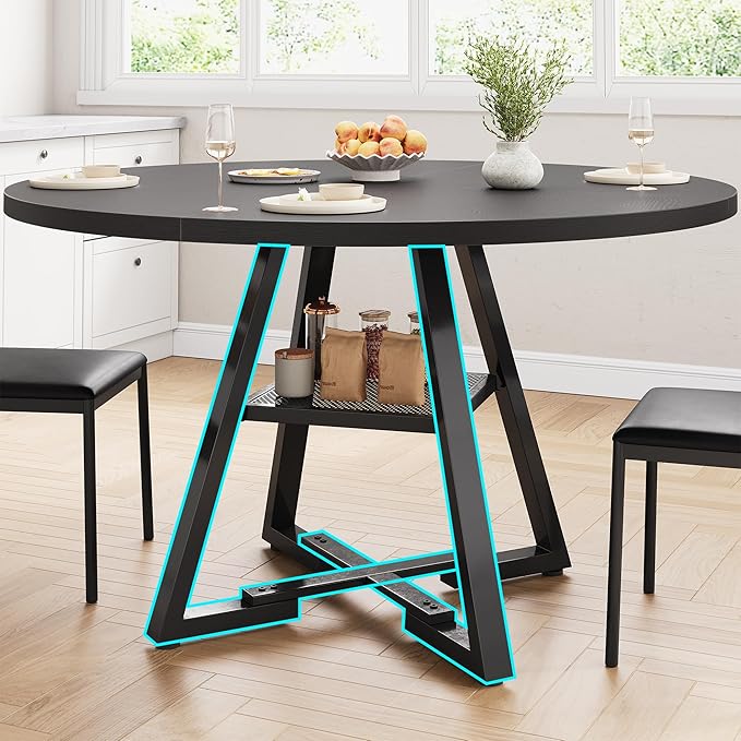 51‘’ Round Dining Table Set for 4, Kitchen Table and Chairs for 4, Circle Table - Image 9