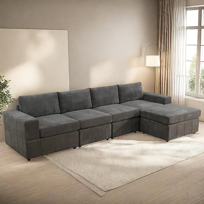 Sectional Couches for Living Room, 130″ Modular Sectional Sofa by GlasFlength
