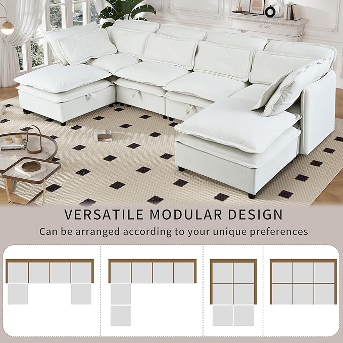 Ball & Cast 124.4" Modular Sectional Sofa, Oversized U-Shaped Couch - Image 6