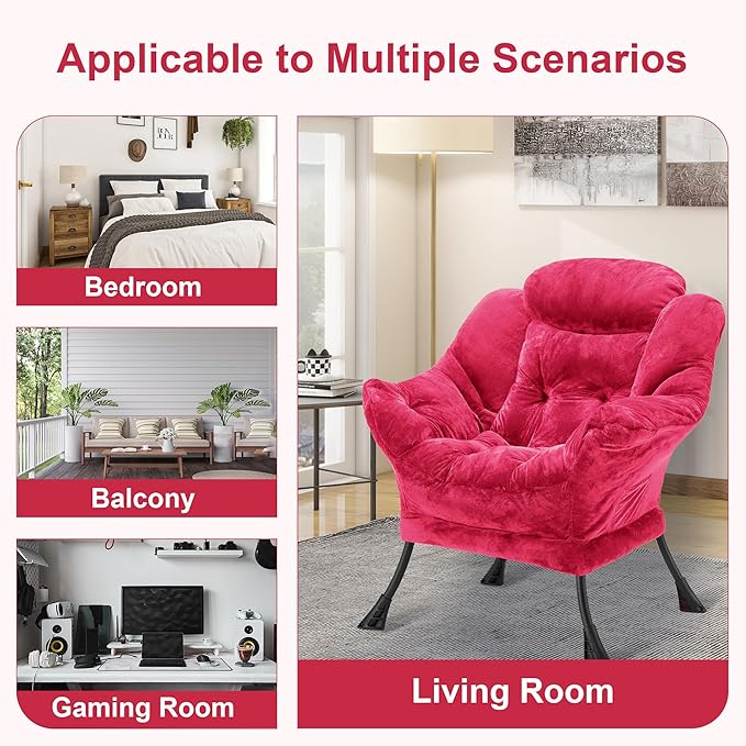 Fabric Lazy Chair for Adults, Oversized Upholstered Sofa Chair, Plush Comfy - Image 7