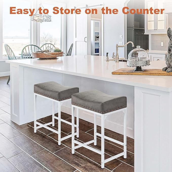 Bar Stools Set of 2, Counter Height Bar Stools - Image 6