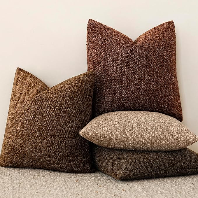 Foindtower Pack of 2 Textured Boucle Throw Pillow Covers Accent Solid - Image 6