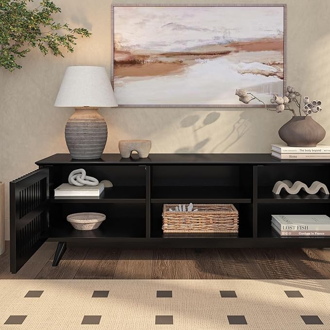 Plank+Beam Mid-Century Modern Wood TV Stand, Solid Wood Entertainment Console - Image 5