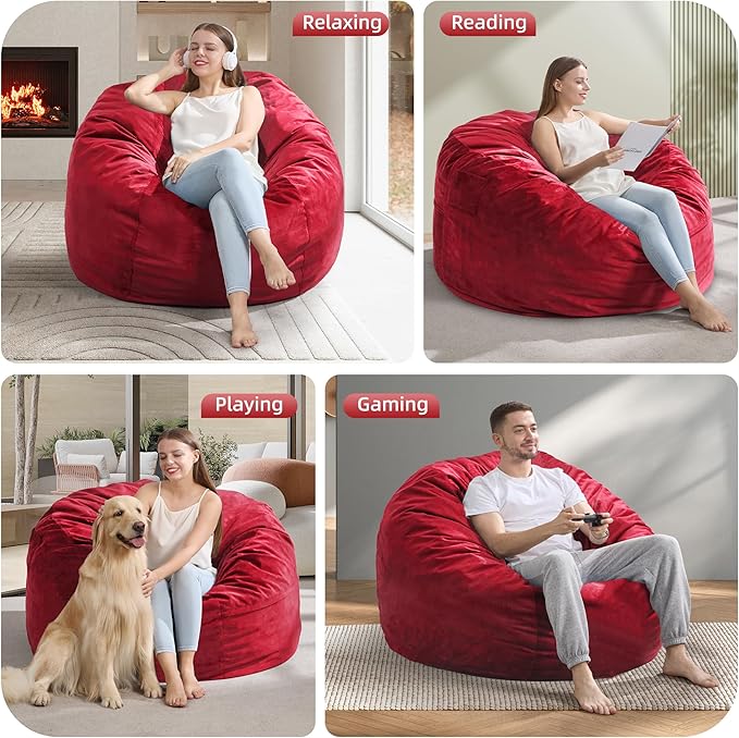 Hobestluk 4FT Bean Bag Chair Giant Bean Bag Chairs - Image 5