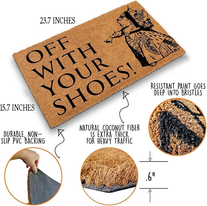 Funny Coir Doormat Off with Your Shoes Front Door Mat Entryway Outdoor Mats - Image 4