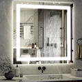 47"x 47" LED Bathroom Mirror, Backlit + Front Lit, LED Bathroom Mirror by XRAMFY