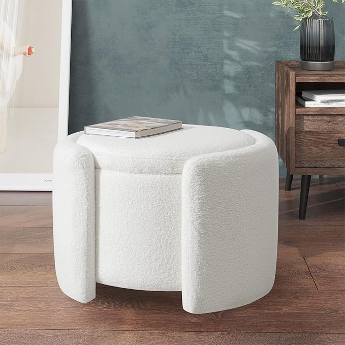Furniliving Upholstered Button Tufted Round Ottoman, Ottoman by FurnilivingFurnitureforHome