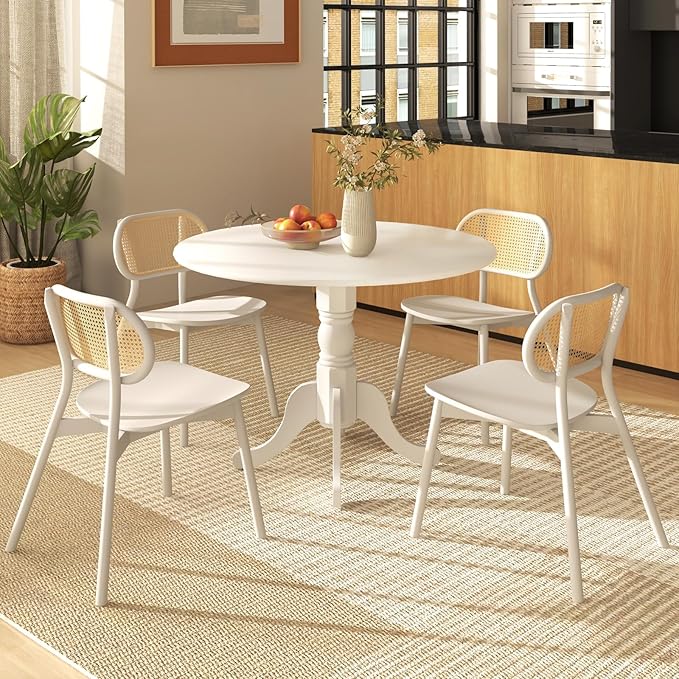 COSTWAY Round Dining Table for 4, 39-inch Wooden Kitchen Table - Image 2