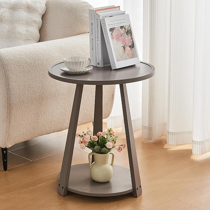 Uniclinens Wooden Small Round End Table, Narrow/Little Coffee/Sofa/Couch by Uniclinens
