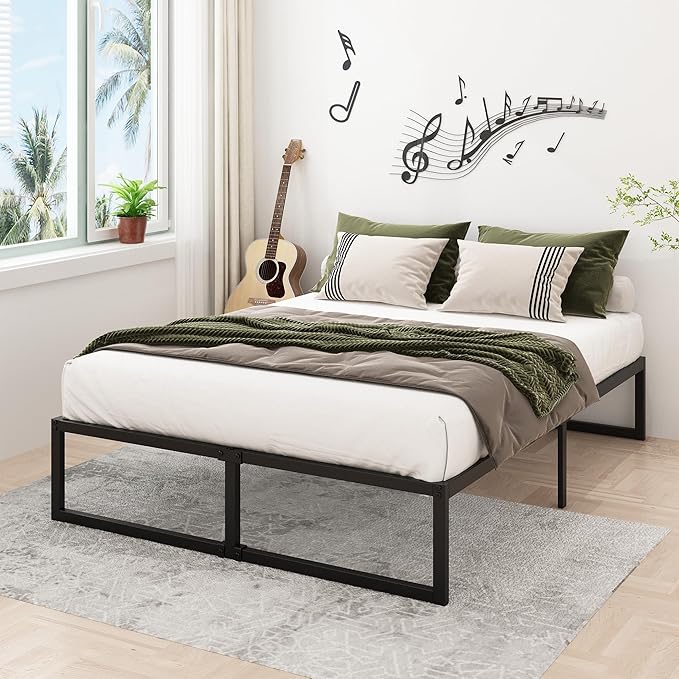 14 Inch Full Size Bed Frame No Box Spring Needed, Heavy Duty Metal Platform Beds - Image 6