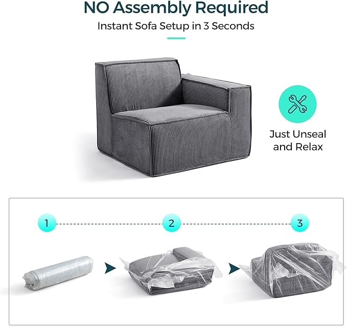 LINSY HOME Modular Sectional Sofa, Corduroy Sectional Cloud Couches - Image 4