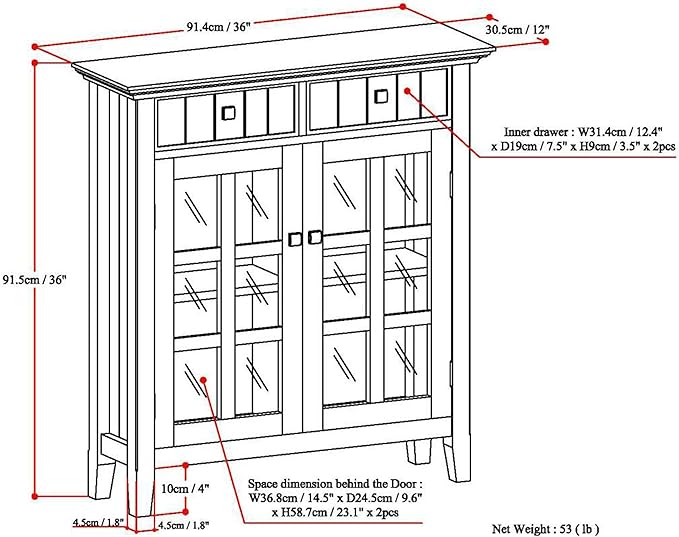 SIMPLIHOME Connaught 40-inch Wide Solid Wood Storage Cabinet in Light Golden - Image 8