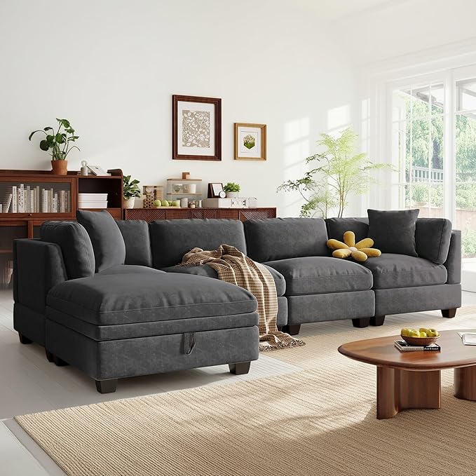 127.6 Inch 5-Seat Modular Convertible Sectional Sofa - Image 3