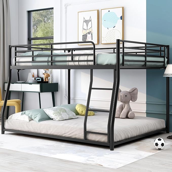 Full XL Over Queen Metal Floor Bunk Bed by Unknown