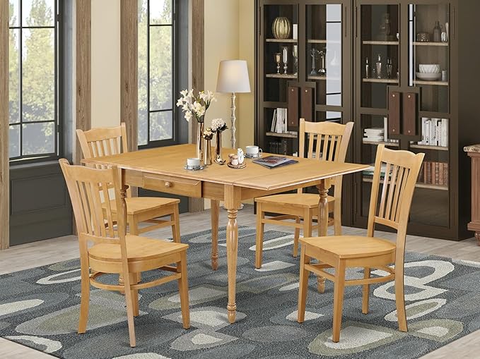 East West Furniture MZGR5-OAK-W 5 Piece Kitchen Table Set - Image 2