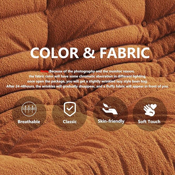 Bean Bag Chairs for Adults, BeanBag Reading Chair Memory Foam Couch 3-Seater - Image 4