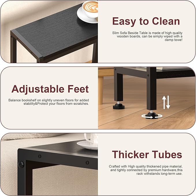 Narrow Side Table for Small Space Set of 2, 2-Tier Small End Table - Image 7