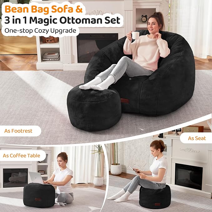 HABUTWAY Bean Bag Chair, Giant Bean Bag Chairs - Image 4