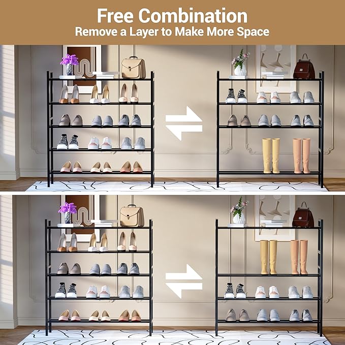 Haddockway Bamboo Shoe Rack for Closet, Free Standing Shoe Organizer - Image 7