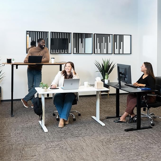 Veken 55 Inch, Height Adjustable Sit Stand Up, Wood Desktop, Work Home Office - Image 7