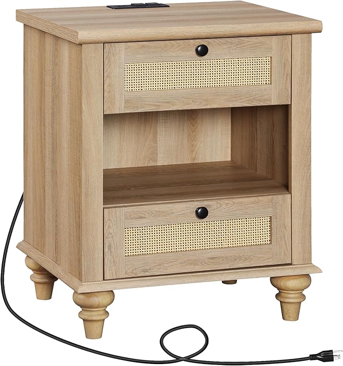 WAMPAT Rattan Nightstand Side Table - Image 9