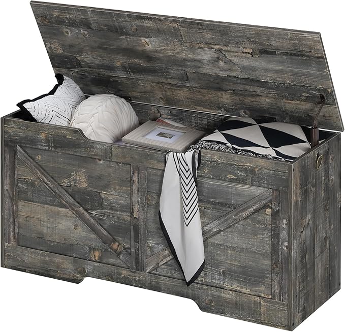 HOOBRO Storage Bench, 39.4” Retro Wooden Storage Chest - Image 5