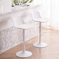YOUTASTE White Bar Stools Set of 2 Adjustable Counter Height Bar Stool PU by YOUTASTE