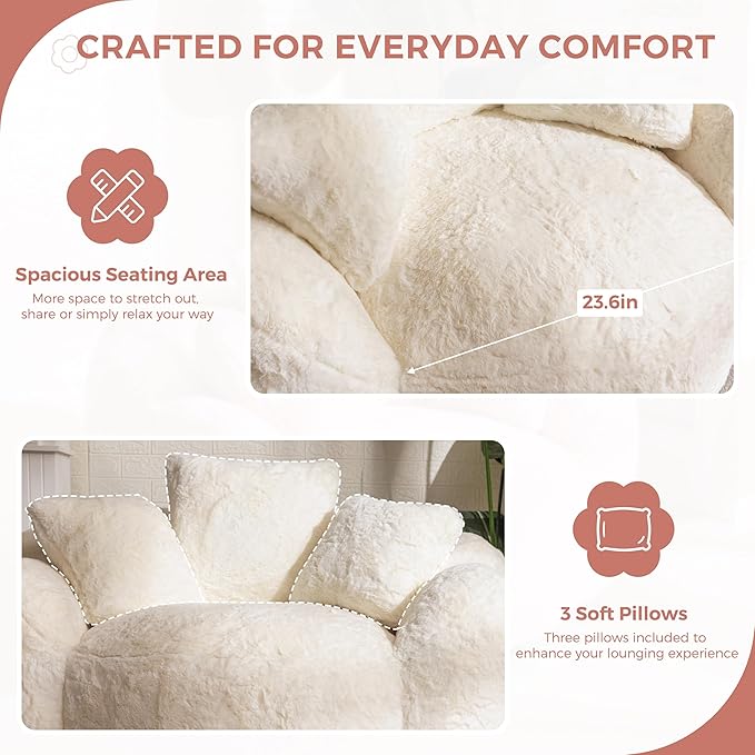 MAXYOYO Bean Bag Chair with 3 Pillows, Oversized Floral Shaped Bean Bag Sofa - Image 5