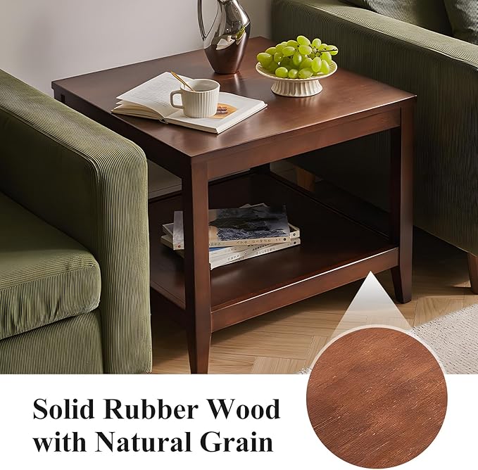 Side Table, Solid Wood Square End Table - Image 6