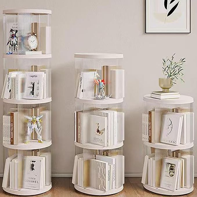 4 Tier Rotating Bookshelf Tower, 360 Display Rotating Bookshelf, 53.4 inch High - Image 7