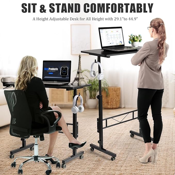 SIDUCAL Standing Desk Adjustable Height, Small Mobile Table - Image 3