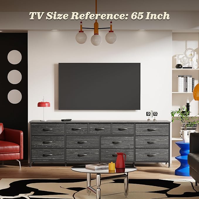 Huuger 70 Inch Dresser for Bedroom, TV Stand for 65, 80 Inch TV, 13 Fabric - Image 2