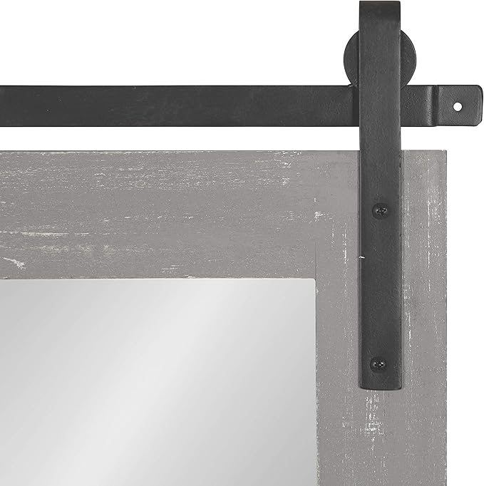 Kate and Laurel Cates Farmhouse Wood Framed Panel Mirror, 18 x 50, Barn - Image 4
