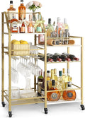 VINAEMO Gold Bar Cart With Wine Glass Holder, Stand by VINAEMO